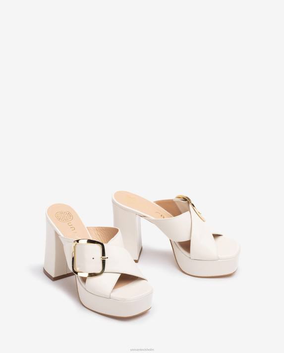 Unisa kvinnor vit sandal med bred korsad rem 06DT809