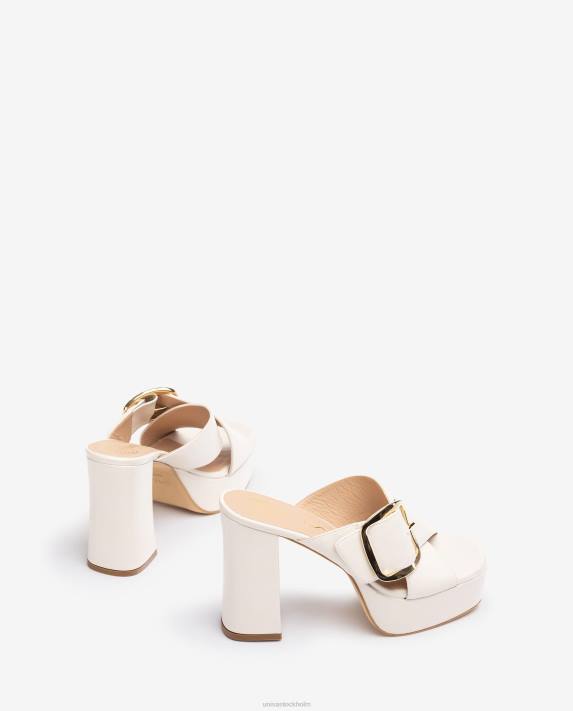 Unisa kvinnor vit sandal med bred korsad rem 06DT809