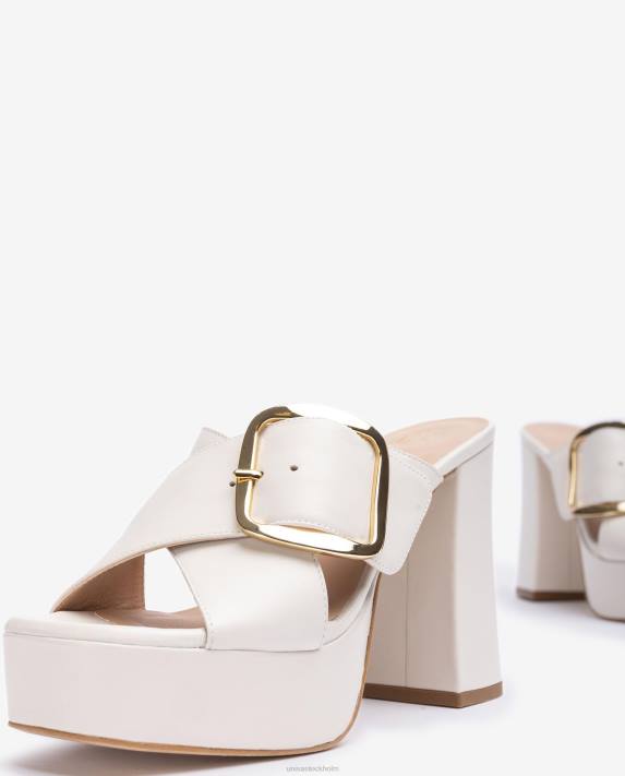 Unisa kvinnor vit sandal med bred korsad rem 06DT809