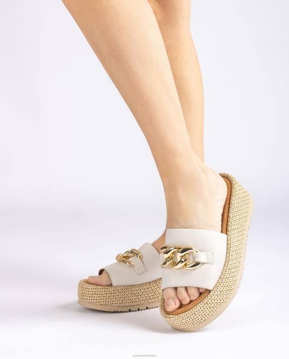 Unisa kvinnor vit sandal med kedja på vampen 06DT801