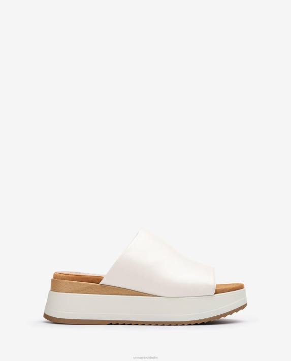 Unisa kvinnor vit sandal med kilklack och bred vamp 06DT828