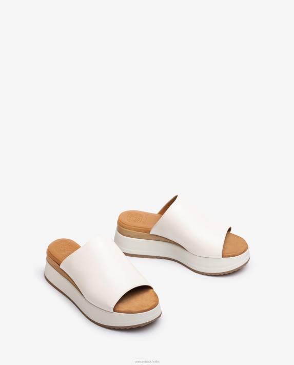 Unisa kvinnor vit sandal med kilklack och bred vamp 06DT828