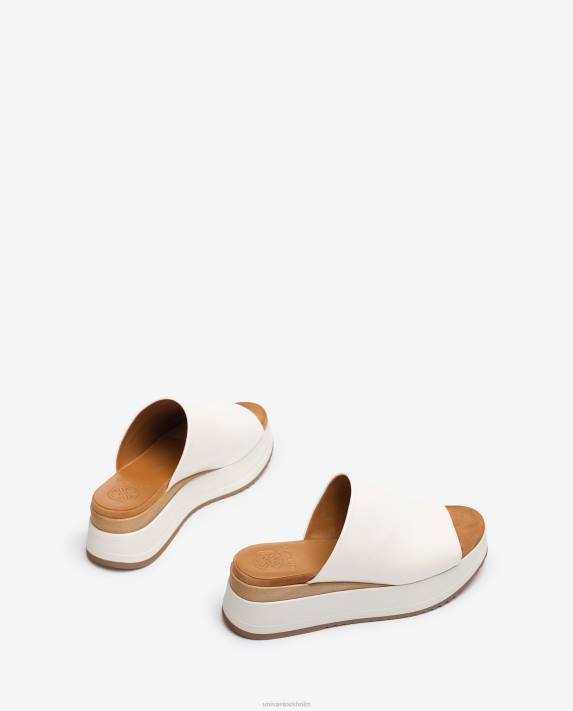 Unisa kvinnor vit sandal med kilklack och bred vamp 06DT828