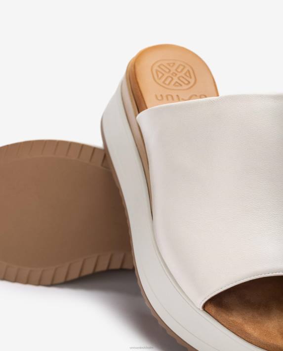 Unisa kvinnor vit sandal med kilklack och bred vamp 06DT828