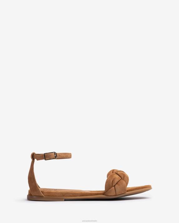 Unisa kvinnor brun sandal med en flätad vamp 06DT316