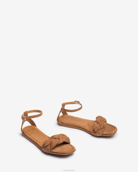 Unisa kvinnor brun sandal med en flätad vamp 06DT316