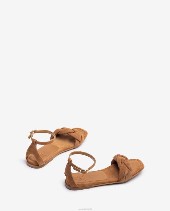 Unisa kvinnor brun sandal med en flätad vamp 06DT316