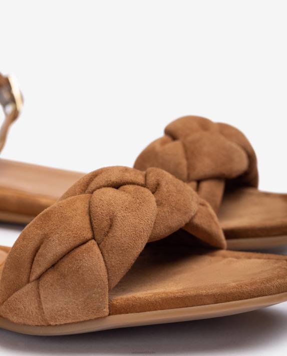 Unisa kvinnor brun sandal med en flätad vamp 06DT316