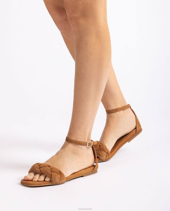 Unisa kvinnor brun sandal med en flätad vamp 06DT316