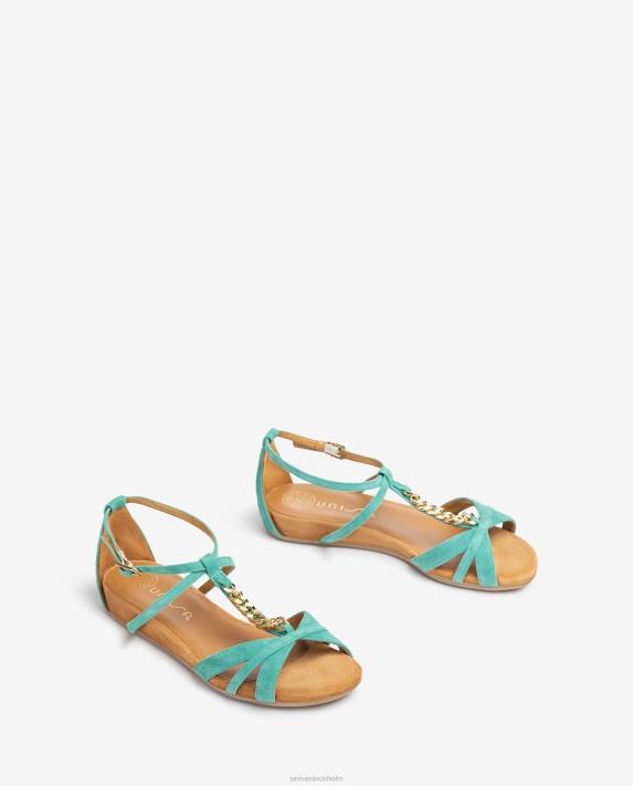 Unisa kvinnor grön platt sandal med kedja 06DT48