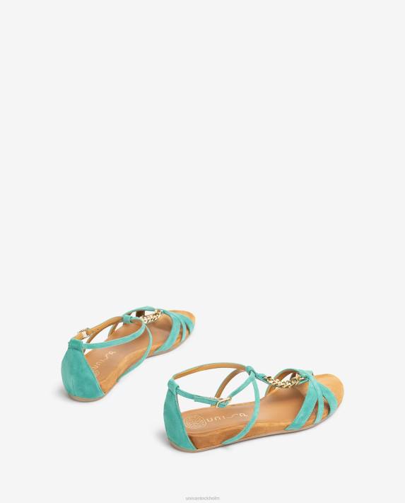 Unisa kvinnor grön platt sandal med kedja 06DT48