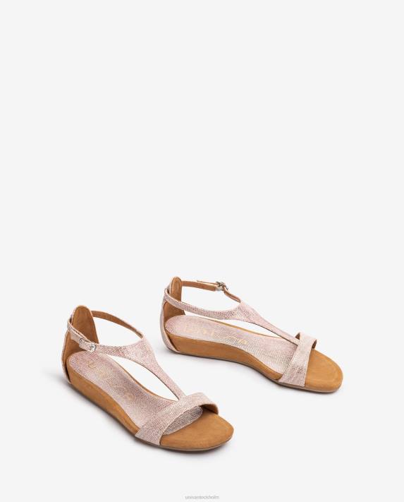 Unisa kvinnor graciös lädersandaler i metalleffekt med vristrem 06DT447