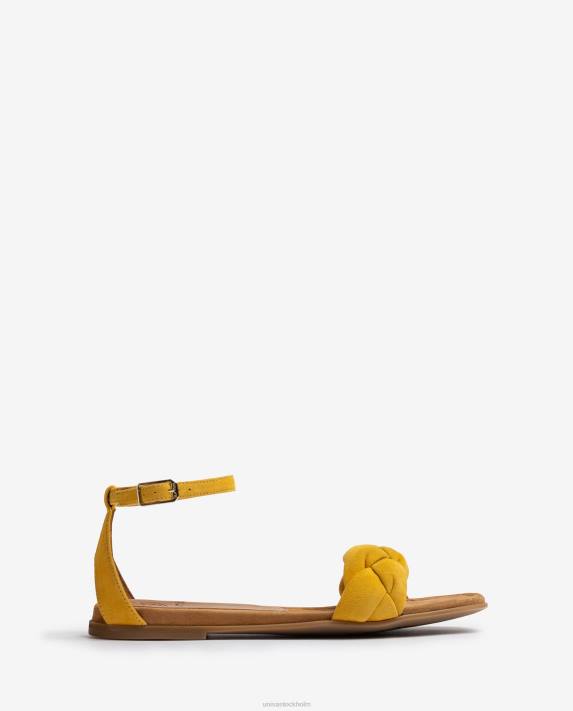 Unisa kvinnor gul sandal med en flätad vamp 06DT315