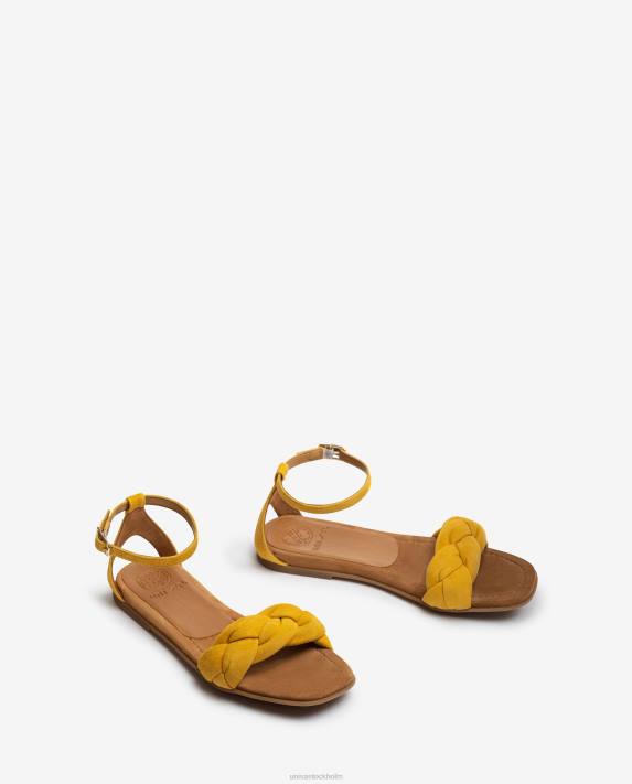Unisa kvinnor gul sandal med en flätad vamp 06DT315