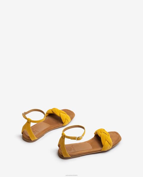 Unisa kvinnor gul sandal med en flätad vamp 06DT315