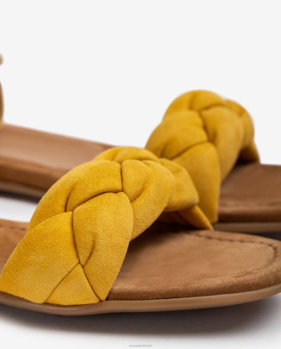 Unisa kvinnor gul sandal med en flätad vamp 06DT315
