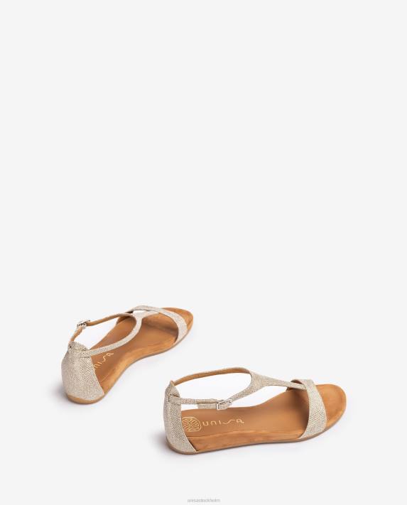 Unisa kvinnor guld sandal med rem över vristen 06DT74