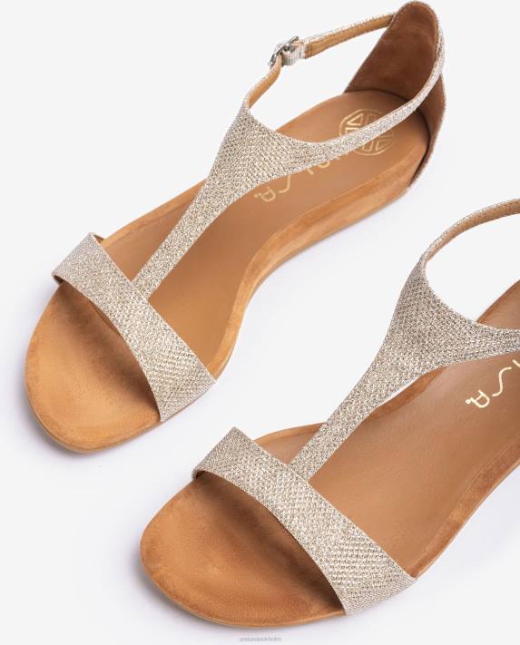 Unisa kvinnor guld sandal med rem över vristen 06DT74