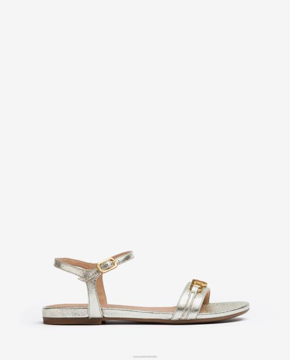 Unisa kvinnor mode platta sandaler i skinn med glänsande effekt 06DT421