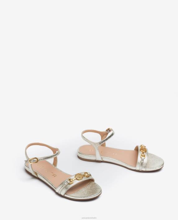 Unisa kvinnor mode platta sandaler i skinn med glänsande effekt 06DT421