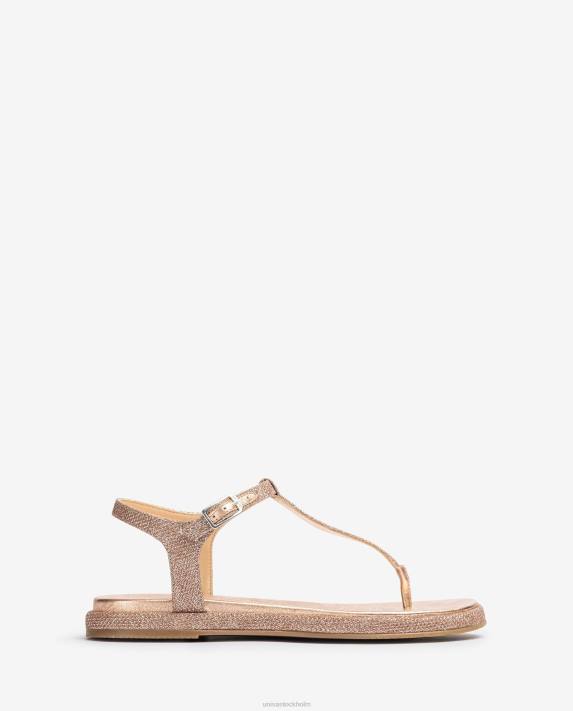 Unisa kvinnor rosa tåstolpssandal i glänsande tyg 06DT28