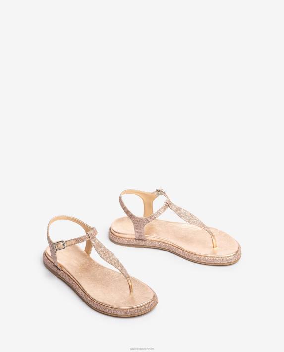 Unisa kvinnor rosa tåstolpssandal i glänsande tyg 06DT28