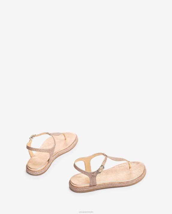 Unisa kvinnor rosa tåstolpssandal i glänsande tyg 06DT28