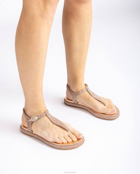 Unisa kvinnor rosa tåstolpssandal i glänsande tyg 06DT28