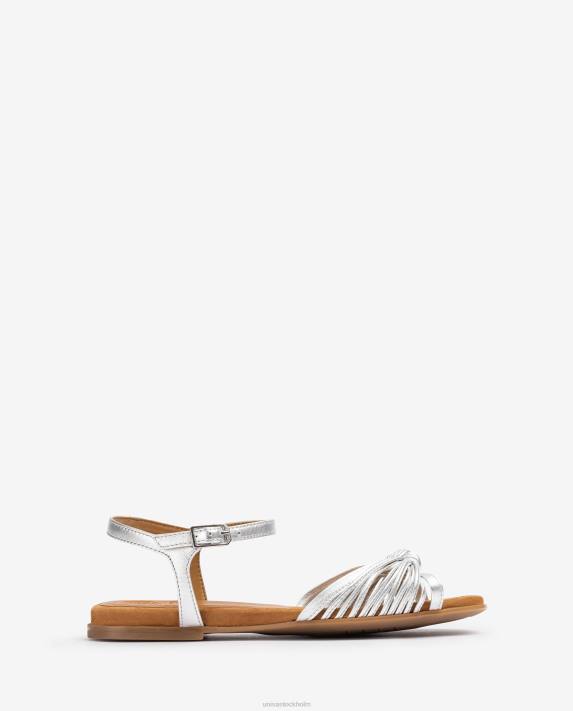 Unisa kvinnor silver platt metallisk sandal med flera remmar 06DT329
