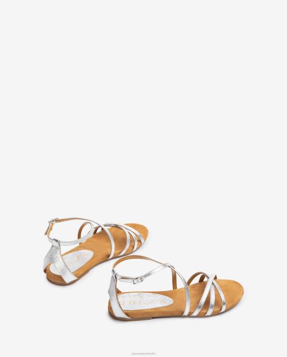 Unisa kvinnor silver platta sandaler i metalliserat läder 06DT391