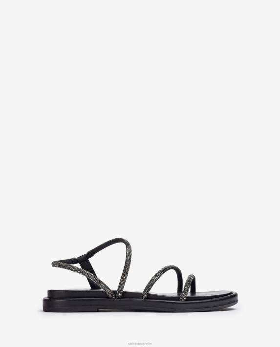Unisa kvinnor svart platt sandal med glitter 06DT25