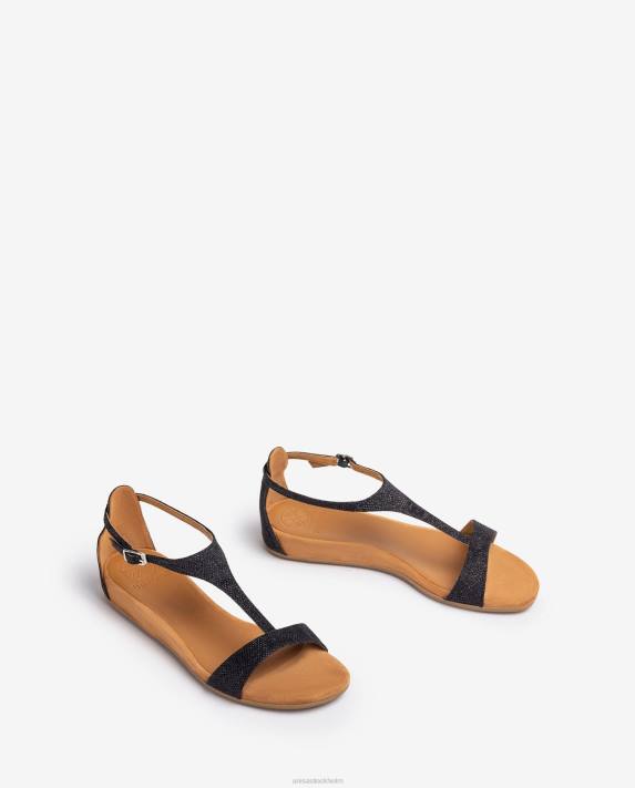 Unisa kvinnor svart sandal med rem över vristen 06DT73