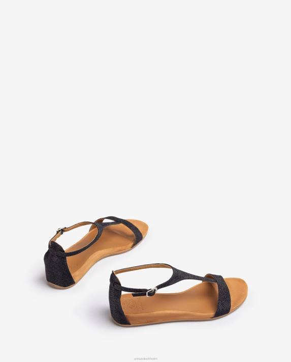 Unisa kvinnor svart sandal med rem över vristen 06DT73