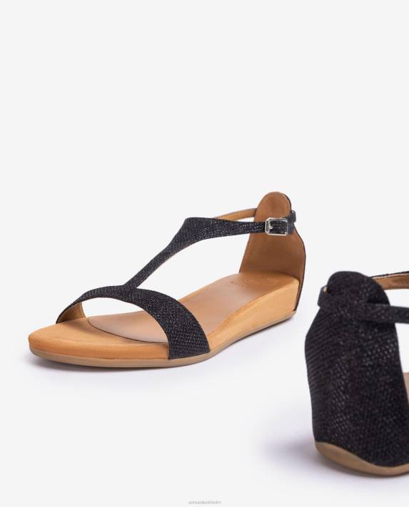 Unisa kvinnor svart sandal med rem över vristen 06DT73