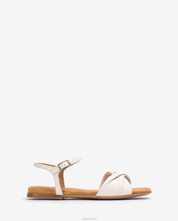 Unisa kvinnor vit sandal med en quiltad vamp 06DT77
