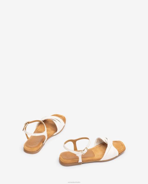 Unisa kvinnor vit sandal med en quiltad vamp 06DT77