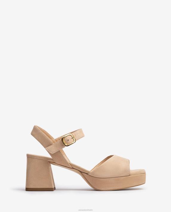 Unisa kvinnor beige sandal med klack och plattform 06DT67