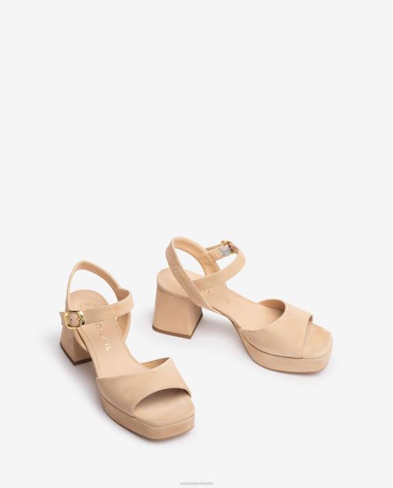 Unisa kvinnor beige sandal med klack och plattform 06DT67