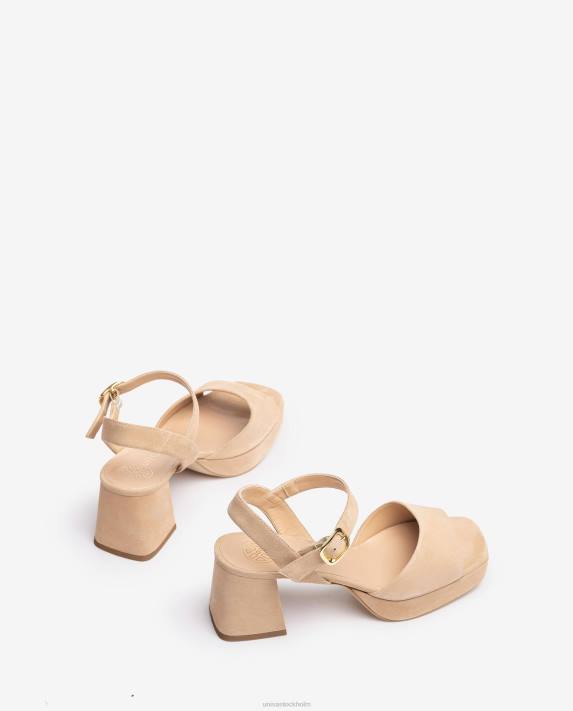 Unisa kvinnor beige sandal med klack och plattform 06DT67