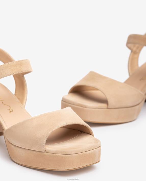 Unisa kvinnor beige sandal med klack och plattform 06DT67