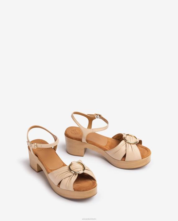 Unisa kvinnor beige sandal med rund tå med kant 06DT119