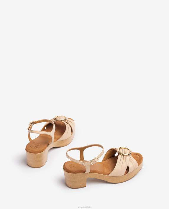 Unisa kvinnor beige sandal med rund tå med kant 06DT119