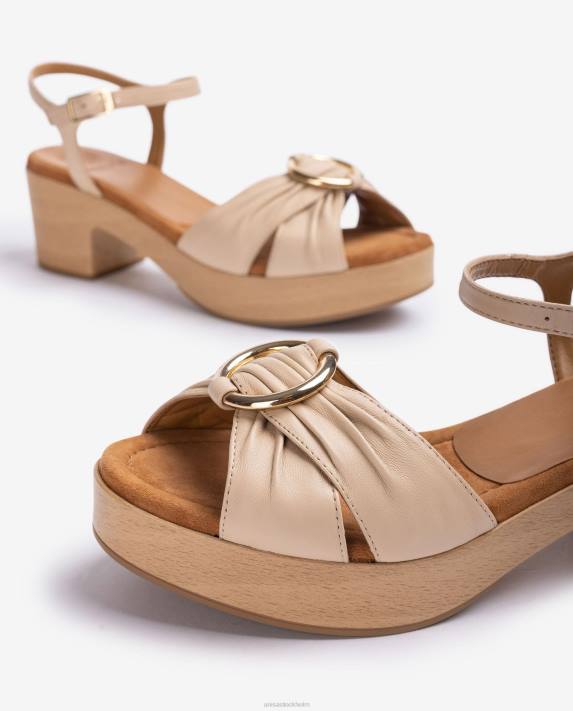 Unisa kvinnor beige sandal med rund tå med kant 06DT119