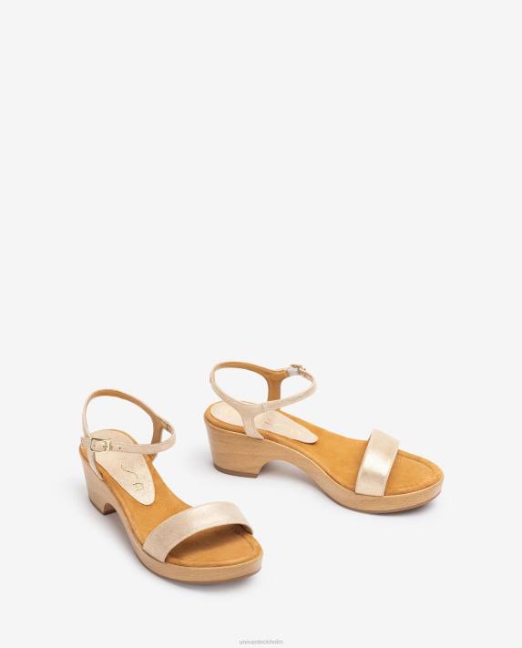 Unisa kvinnor graciös blocksandal i metalleffektmocka 06DT439