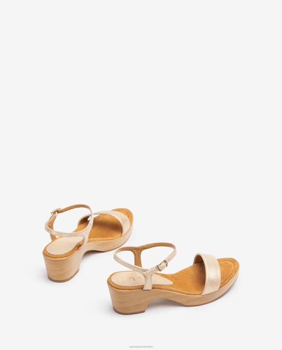 Unisa kvinnor graciös blocksandal i metalleffektmocka 06DT439