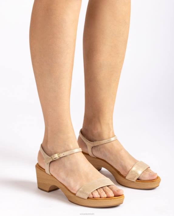 Unisa kvinnor graciös blocksandal i metalleffektmocka 06DT439