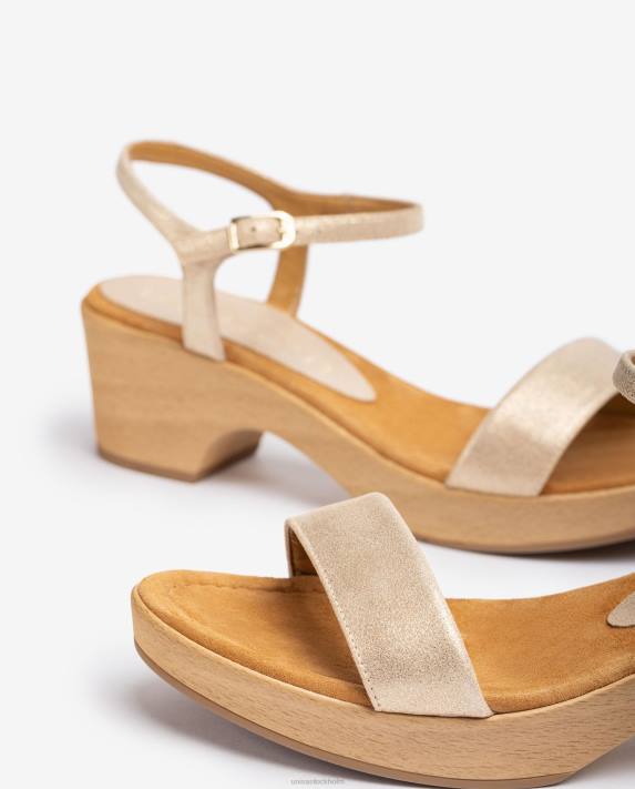 Unisa kvinnor graciös blocksandal i metalleffektmocka 06DT439