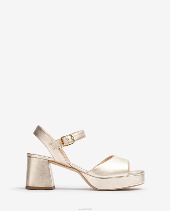 Unisa kvinnor guld sandal med klack och plattform 06DT216