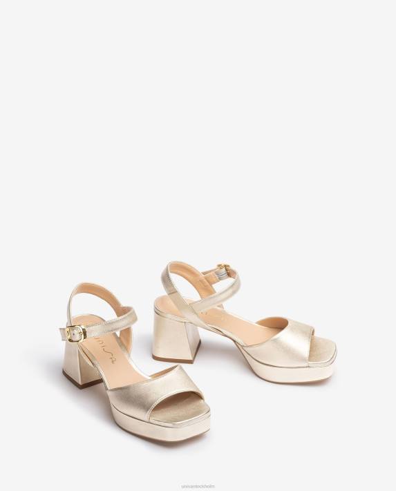 Unisa kvinnor guld sandal med klack och plattform 06DT216