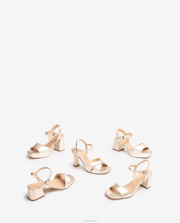 Unisa kvinnor guld sandal med klack och plattform 06DT216